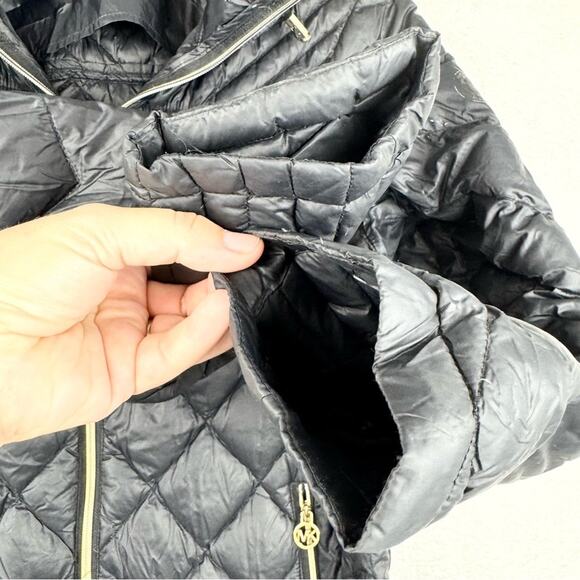 MICHAEL Michael Kors Packable Down Filled Quilted Long Line Coat Black Size M - Picture 9 of 15